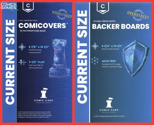 10 x COMIC CARE CURRENT SIZE BAGS AND BACKER BOARDS
