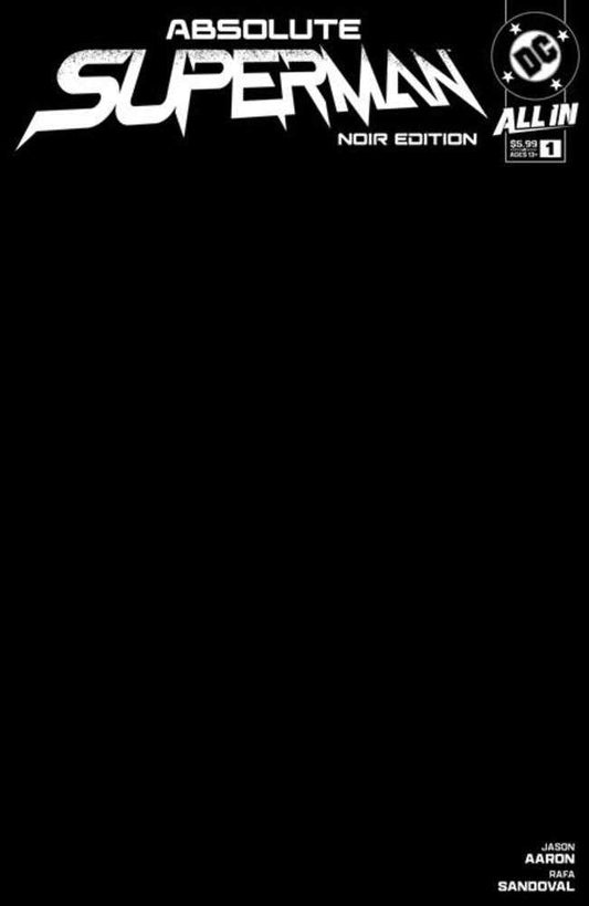 ABSOLUTE SUPERMAN NOIR EDITION #1 (ONE SHOT) COVER B BLACK BLANK CARD STOCK VARIANT