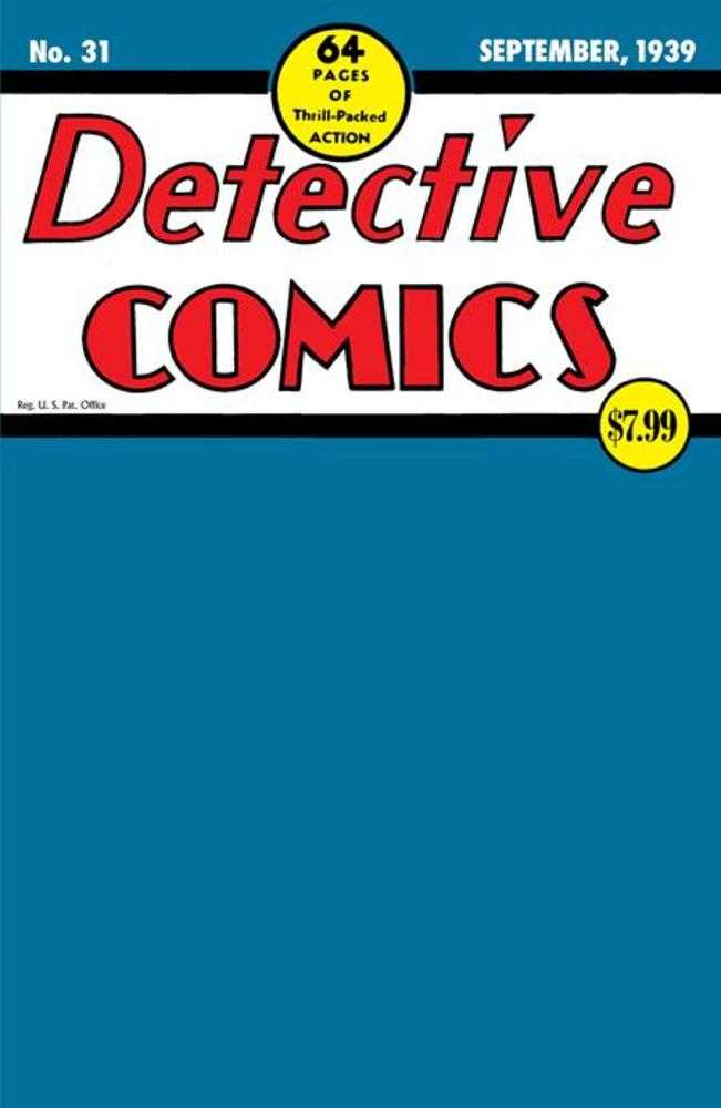 DETECTIVE COMICS #31 FACSIMILE EDITION COVER C BLANK CARD STOCK VARIANT