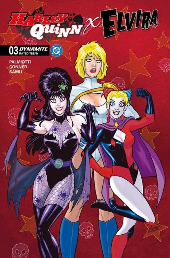 HARLEY QUINN X ELVIRA #3 COVER A AMANDA CONNER RED (Dynamite 2025) Comic