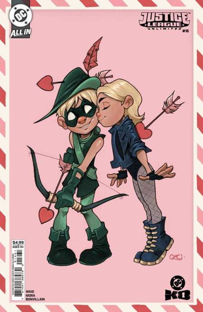JUSTICE LEAGUE UNLIMITED #16 COVER F CHRISSIE ZULLO VALENTINES DAY CARD STOCK VARIANT