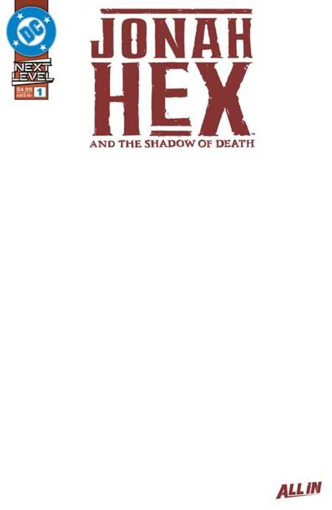 JONAH HEX AND THE SHADOW OF DEATH #1 COVER E BLANK CARD STOCK VARIANT