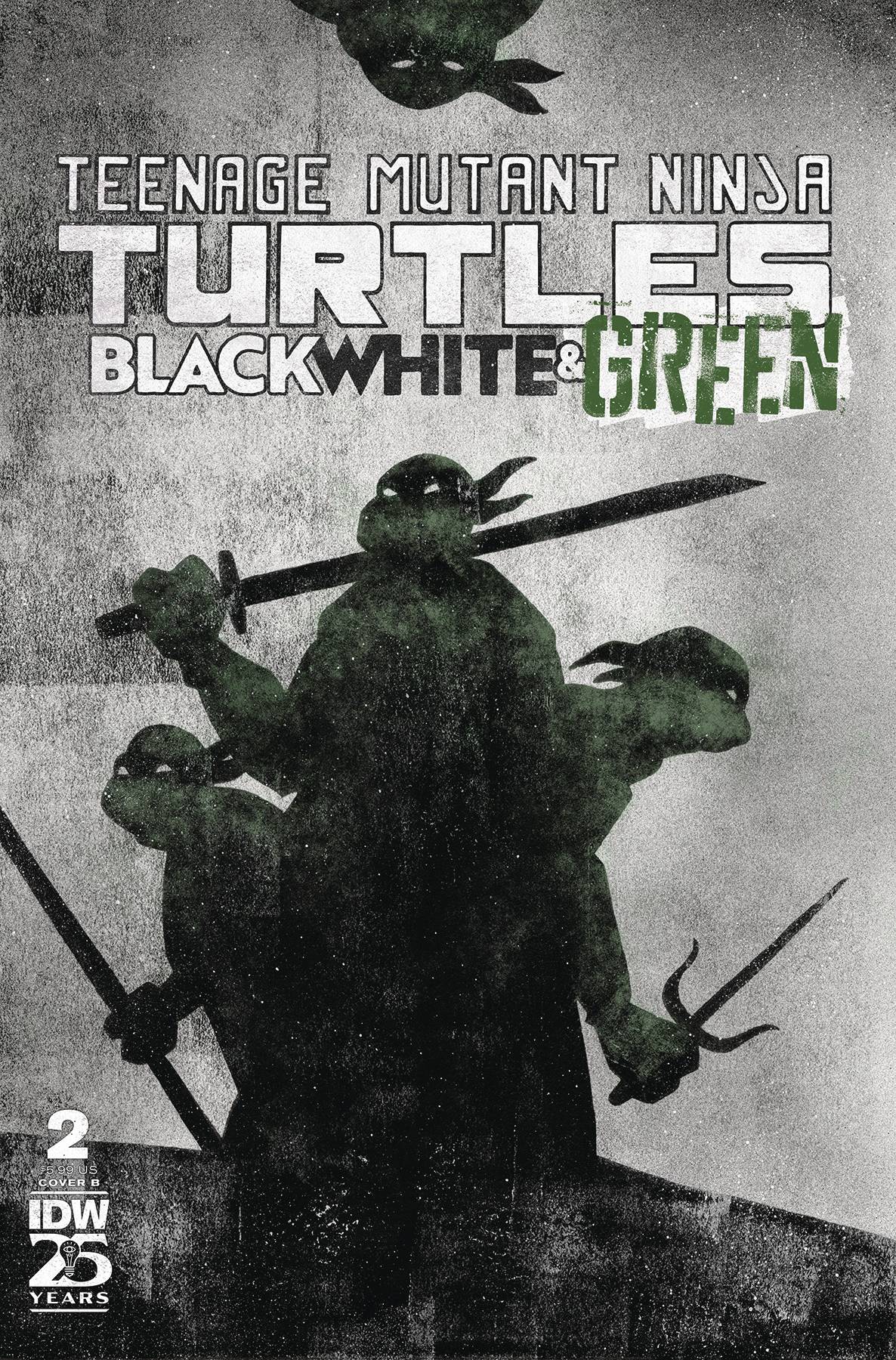 TMNT BLACK WHITE & GREEN #2 COVER B LOVE