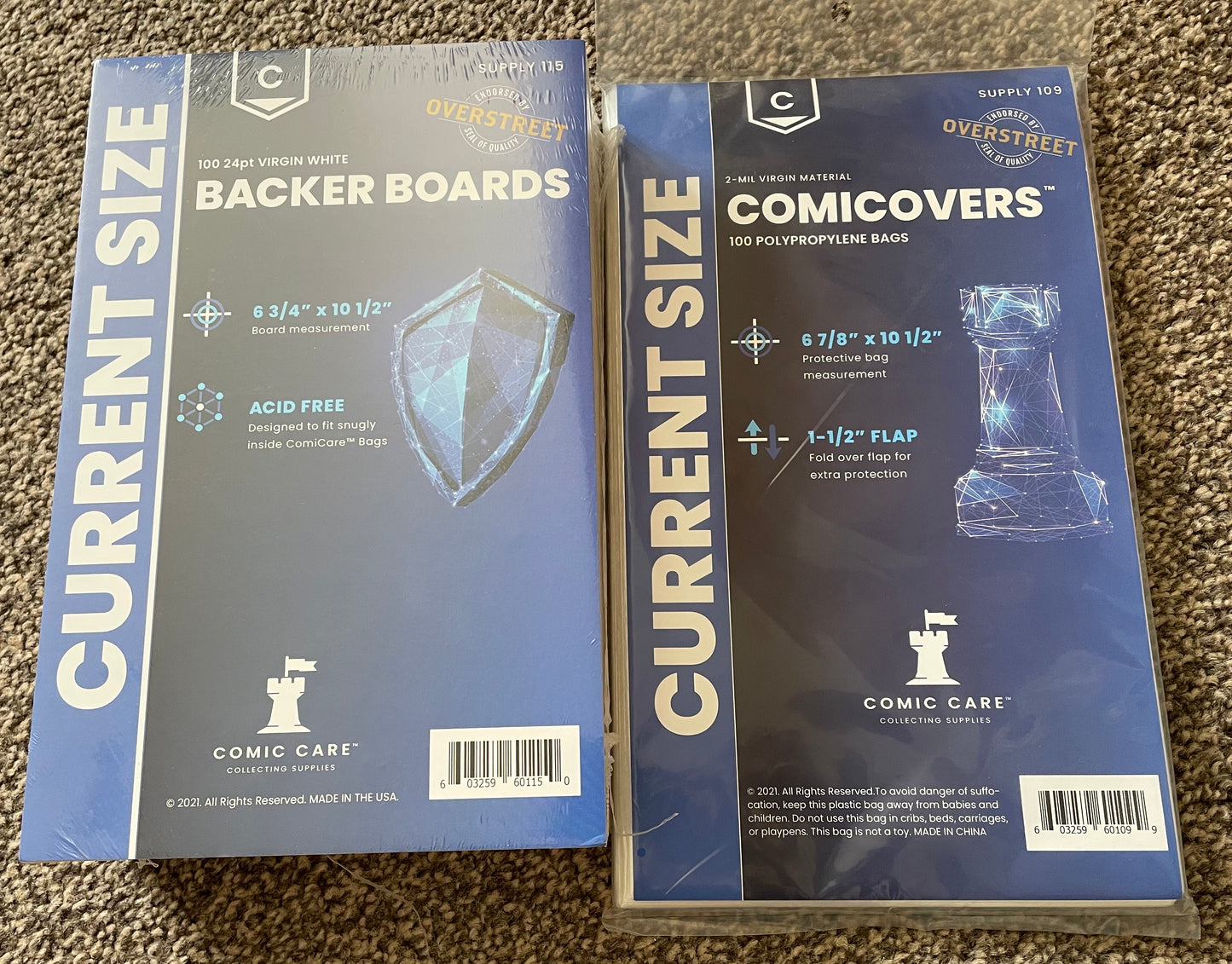 100 x COMIC CARE CURRENT SIZE BAGS AND BACKER BOARDS