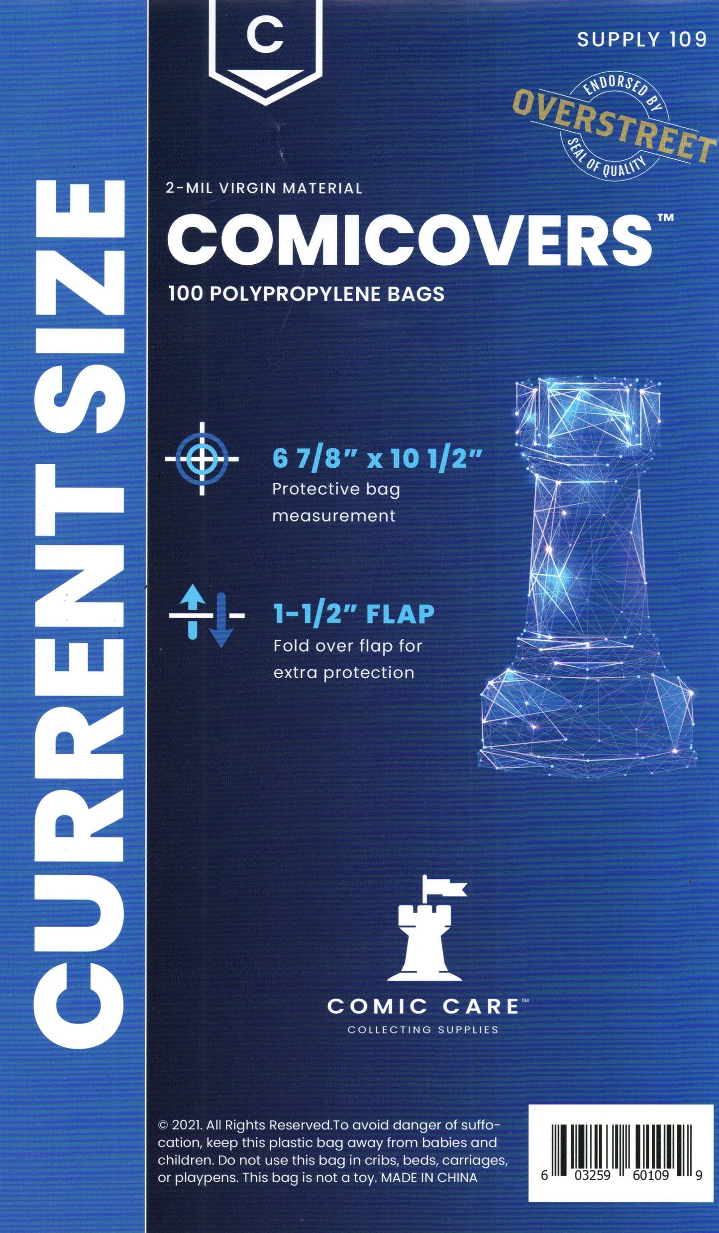 100 x COMIC CARE CURRENT SIZE BAGS AND BACKER BOARDS