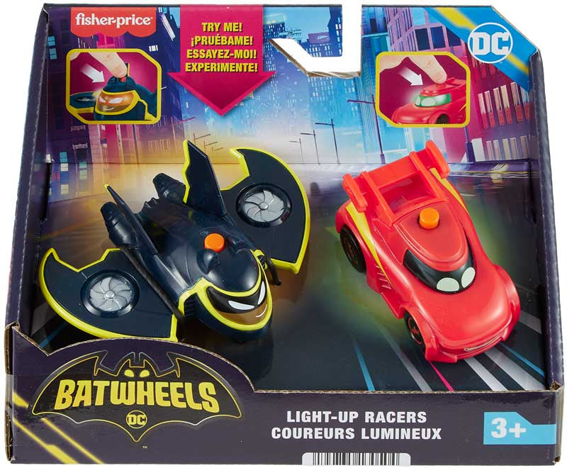 FISHER PRICE BATWHEELS 1:55 LIGHT UP RACERS 2PK