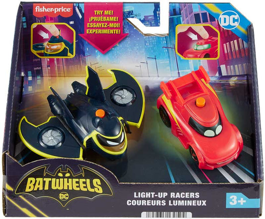 FISHER PRICE BATWHEELS 1:55 LIGHT UP RACERS 2PK