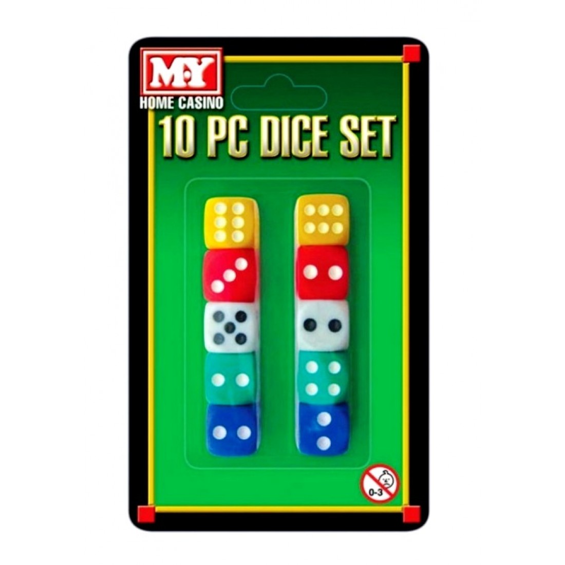 10-PIECE DICE ON BLISTER CARD