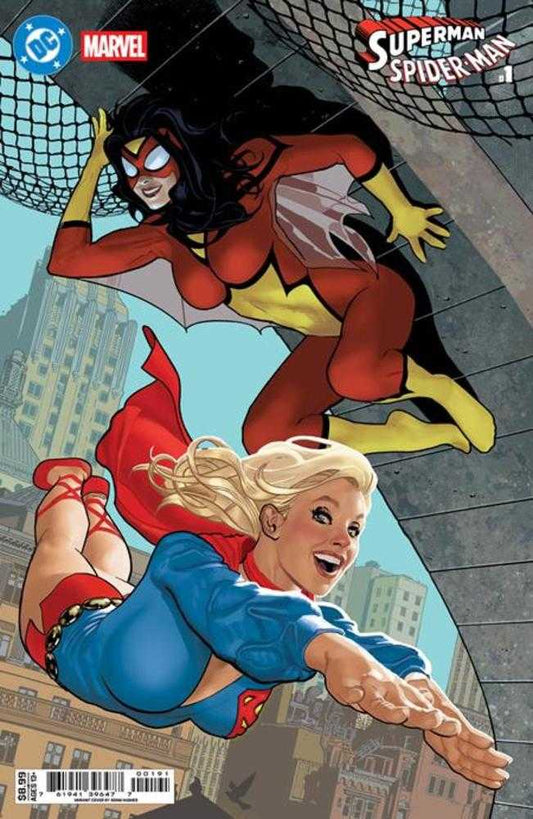 DC MARVEL SUPERMAN SPIDER-MAN #1 (ONE SHOT) COVER I ADAM HUGHES SUPERGIRL 70S