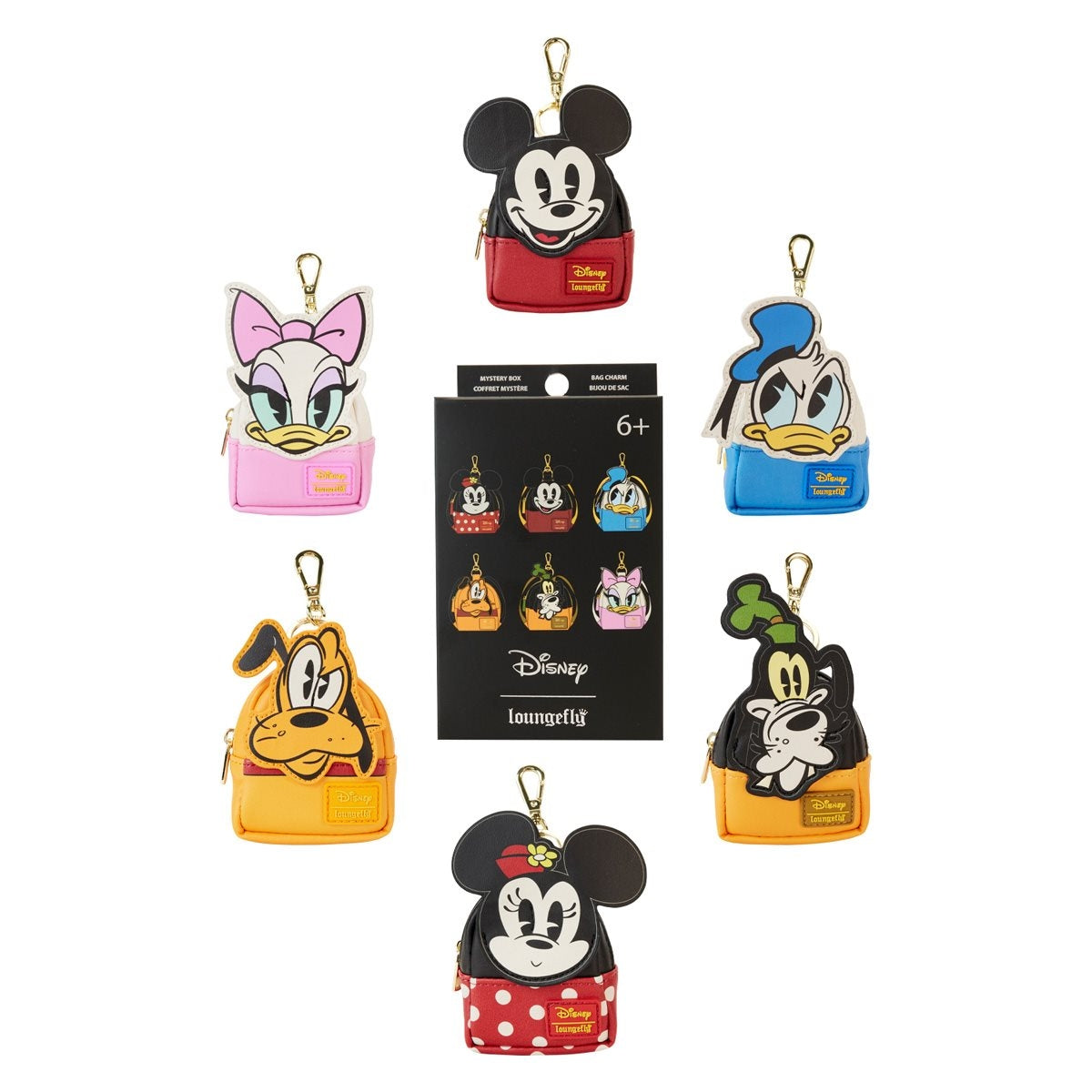 LOUNGEFLY MICKEY & FRIENDS MINI BACKPACK BAG CHARM MYSTERY BOX