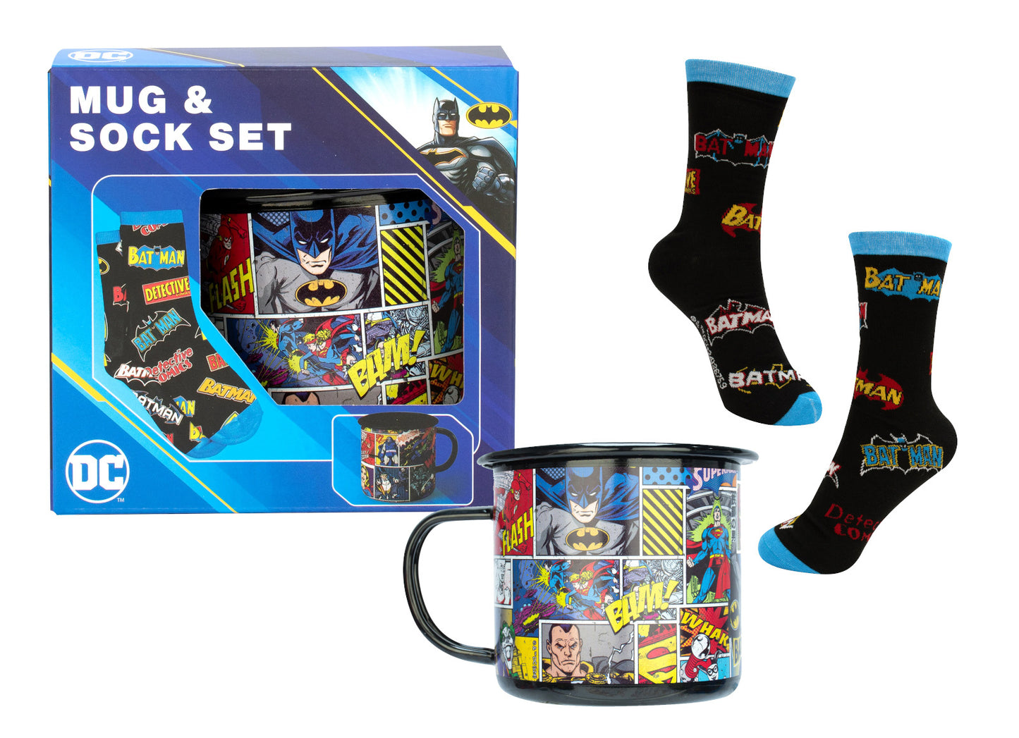 BATMAN ENAMEL MUG & SOCK SET