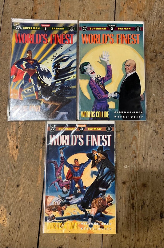 PRE-OWNED FULL SET DC Comics: Superman/Batman WORLD'S FINEST #1 to #3 'Worlds Apart' 'Worlds Collide' 'Worlds at War'1990