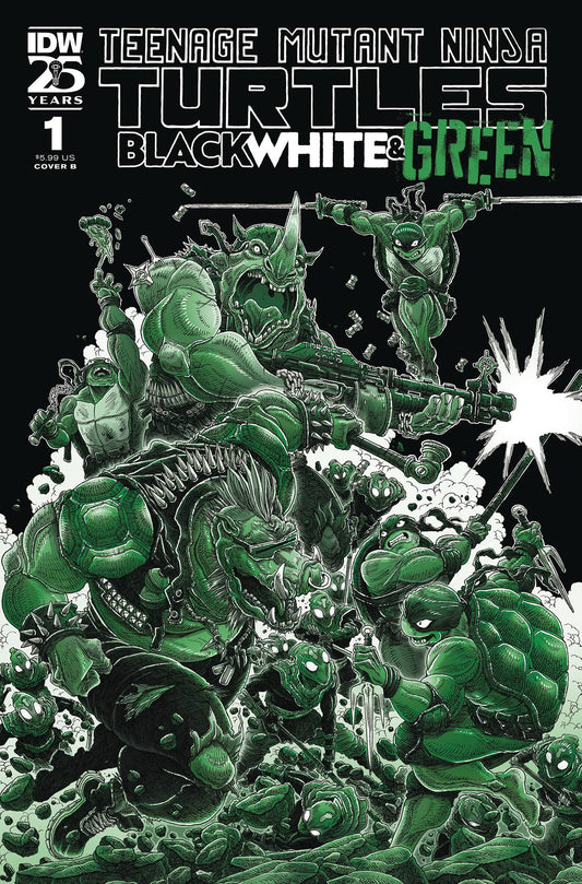 TMNT BLACK WHITE & GREEN #1 COVER B STOKOE