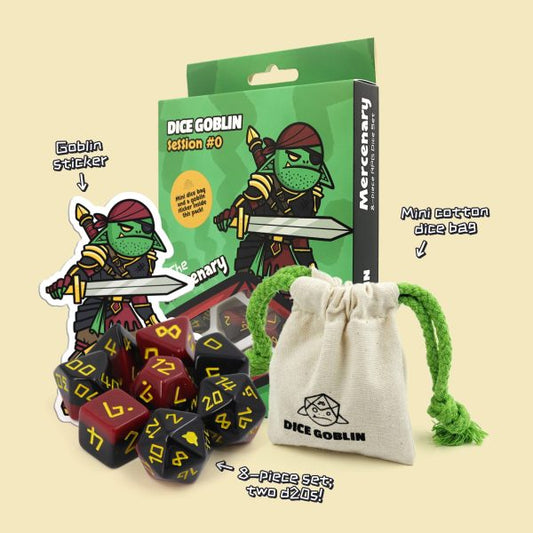 THE MERCENARY 8-PIECE RPG DICE SET BY DICE GOBLIN